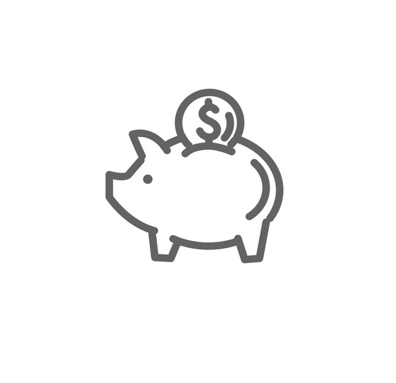 Icon of coin entering piggy bank.